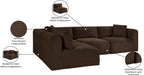 Meridian Furniture - Shaggy Corduroy Performance Fabric Upholstered Modular Sectional - 641Brown-Sec4B - GreatFurnitureDeal