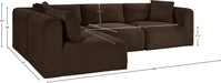 Meridian Furniture - Shaggy Corduroy Performance Fabric Upholstered Modular Sectional - 641Brown-Sec4B - GreatFurnitureDeal