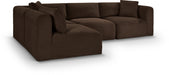 Meridian Furniture - Shaggy Corduroy Performance Fabric Upholstered Modular Sectional - 641Brown-Sec4B - GreatFurnitureDeal