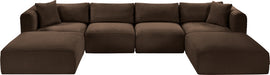 Meridian Furniture - Shaggy Corduroy Upholstered Modular Sectional - 641Brown-Sec6E - GreatFurnitureDeal