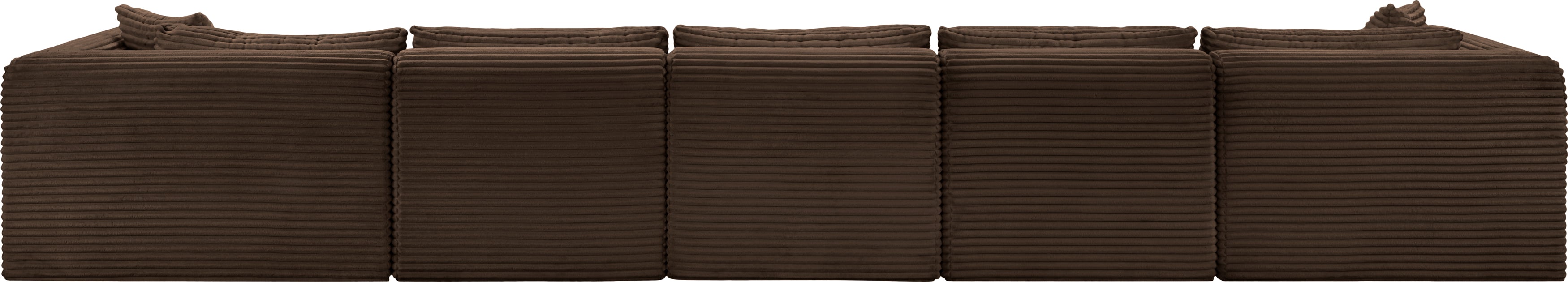 Meridian Furniture - Shaggy Corduroy Performance Fabric Upholstered Modular Sectional - 641Brown-Sec6F - GreatFurnitureDeal