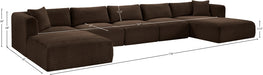 Meridian Furniture - Shaggy Corduroy Performance Fabric Upholstered Modular Sectional - 641Brown-Sec6F - GreatFurnitureDeal