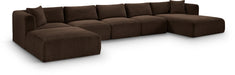 Meridian Furniture - Shaggy Corduroy Performance Fabric Upholstered Modular Sectional - 641Brown-Sec6F - GreatFurnitureDeal