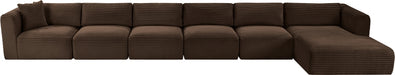 Meridian Furniture - Shaggy Corduroy Performance Fabric Upholstered Modular Sectional - 641Brown-Sec6G - GreatFurnitureDeal