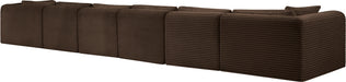 Meridian Furniture - Shaggy Corduroy Performance Fabric Upholstered Modular Sectional - 641Brown-Sec6G - GreatFurnitureDeal