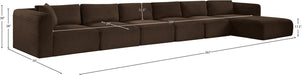 Meridian Furniture - Shaggy Corduroy Performance Fabric Upholstered Modular Sectional - 641Brown-Sec6G - GreatFurnitureDeal