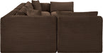 Meridian Furniture - Shaggy Corduroy Performance Fabric Upholstered Modular Sectional - 641Brown-Sec7A - GreatFurnitureDeal