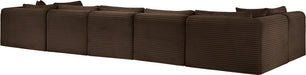 Meridian Furniture - Shaggy Corduroy Performance Fabric Upholstered Modular Sectional - 641Brown-Sec7A - GreatFurnitureDeal