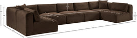 Meridian Furniture - Shaggy Corduroy Performance Fabric Upholstered Modular Sectional - 641Brown-Sec7A - GreatFurnitureDeal