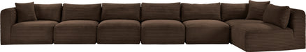 Meridian Furniture - Shaggy Corduroy Upholstered Modular Sectional - 641Brown-Sec7B - GreatFurnitureDeal