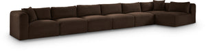 Meridian Furniture - Shaggy Corduroy Upholstered Modular Sectional - 641Brown-Sec7B - GreatFurnitureDeal