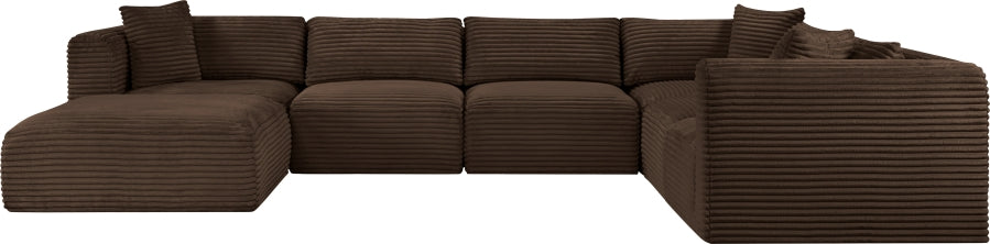 Meridian Furniture - Shaggy Corduroy Upholstered Modular Sectional - 641Brown-Sec7D