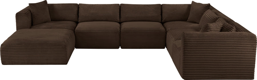 Meridian Furniture - Shaggy Corduroy Upholstered Modular Sectional - 641Brown-Sec7D