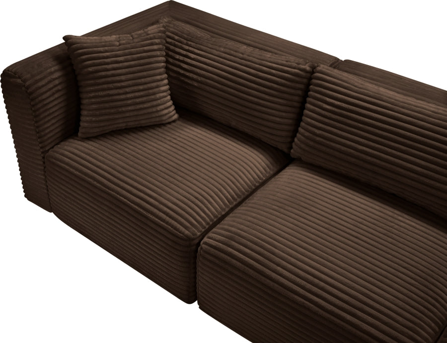 Meridian Furniture - Shaggy Corduroy Upholstered Modular Sectional - 641Brown-Sec7D