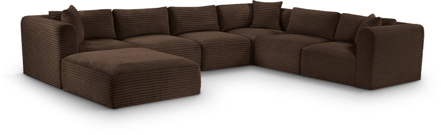 Meridian Furniture - Shaggy Corduroy Upholstered Modular Sectional - 641Brown-Sec7D