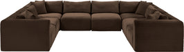 Meridian Furniture - Shaggy Corduroy Upholstered Modular Sectional - 641Brown-Sec8A - GreatFurnitureDeal