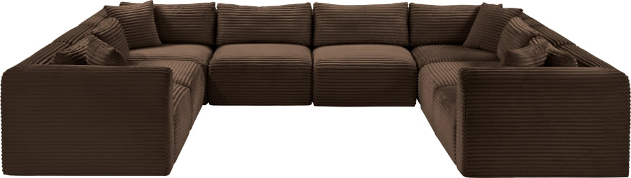 Meridian Furniture - Shaggy Corduroy Upholstered Modular Sectional - 641Brown-Sec8A - GreatFurnitureDeal