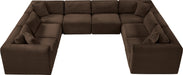 Meridian Furniture - Shaggy Corduroy Upholstered Modular Sectional - 641Brown-Sec8A - GreatFurnitureDeal