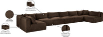 Meridian Furniture - Shaggy Corduroy Upholstered Modular Sectional - 641Brown-Sec8B - GreatFurnitureDeal