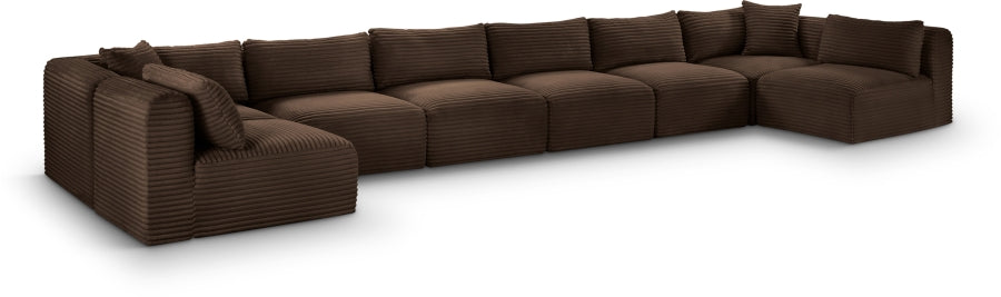 Meridian Furniture - Shaggy Corduroy Upholstered Modular Sectional - 641Brown-Sec8B - GreatFurnitureDeal