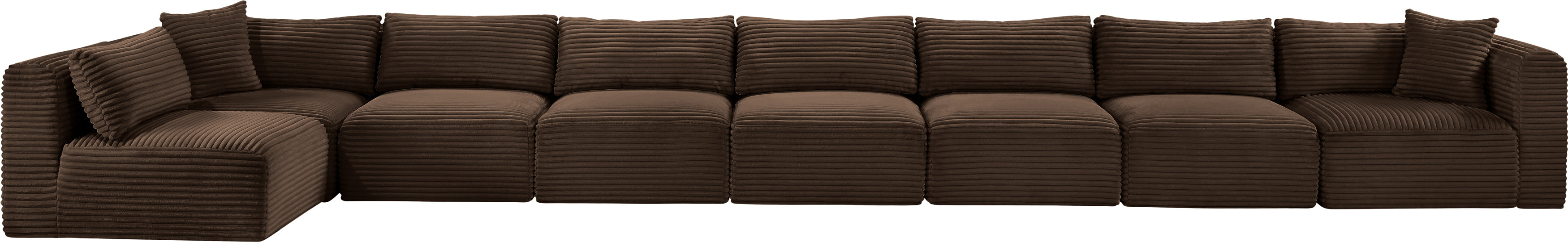 Meridian Furniture - Shaggy Corduroy Upholstered Modular Sectional - 641Brown-Sec8C - GreatFurnitureDeal