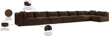 Meridian Furniture - Shaggy Corduroy Upholstered Modular Sectional - 641Brown-Sec8C - GreatFurnitureDeal