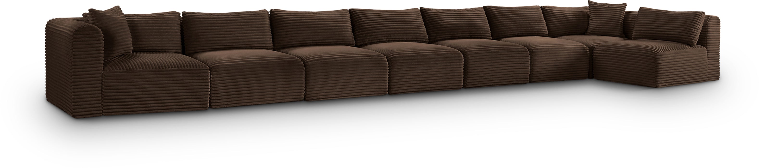 Meridian Furniture - Shaggy Corduroy Upholstered Modular Sectional - 641Brown-Sec8C - GreatFurnitureDeal