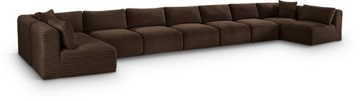 Meridian Furniture - Shaggy Corduroy Upholstered Modular Sectional - 641Brown-Sec9A - GreatFurnitureDeal