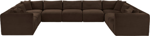 Meridian Furniture - Shaggy Corduroy Upholstered Modular Sectional - 641Brown-Sec9B - GreatFurnitureDeal