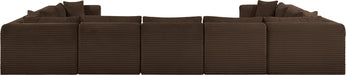 Meridian Furniture - Shaggy Corduroy Upholstered Modular Sectional - 641Brown-Sec9B - GreatFurnitureDeal