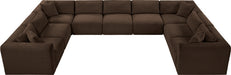 Meridian Furniture - Shaggy Corduroy Upholstered Modular Sectional - 641Brown-Sec9B - GreatFurnitureDeal