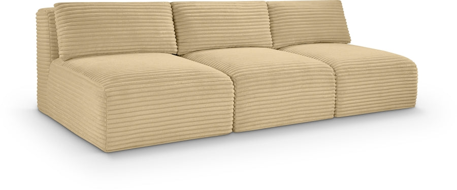 Meridian Furniture - Shaggy Corduroy Performance Fabric Upholstered Modular Sofa - 641Camel-S93 - GreatFurnitureDeal