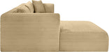 Meridian Furniture - Shaggy Corduroy Performance Fabric Upholstered Modular Sectional - 641Camel-Sec3A - GreatFurnitureDeal