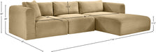 Meridian Furniture - Shaggy Corduroy Performance Fabric Upholstered Modular Sectional - 641Camel-Sec3A - GreatFurnitureDeal