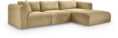 Meridian Furniture - Shaggy Corduroy Performance Fabric Upholstered Modular Sectional - 641Camel-Sec3A - GreatFurnitureDeal