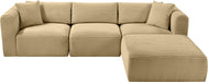 Meridian Furniture - Shaggy Corduroy Performance Fabric Upholstered Modular Sectional - 641Camel-Sec4A - GreatFurnitureDeal