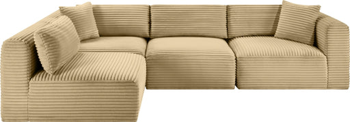 Meridian Furniture - Shaggy Corduroy Performance Fabric Upholstered Modular Sectional - 641Camel-Sec4B - GreatFurnitureDeal