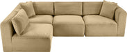 Meridian Furniture - Shaggy Corduroy Performance Fabric Upholstered Modular Sectional - 641Camel-Sec4B - GreatFurnitureDeal