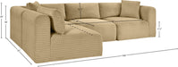 Meridian Furniture - Shaggy Corduroy Performance Fabric Upholstered Modular Sectional - 641Camel-Sec4B - GreatFurnitureDeal