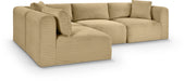 Meridian Furniture - Shaggy Corduroy Performance Fabric Upholstered Modular Sectional - 641Camel-Sec4B - GreatFurnitureDeal