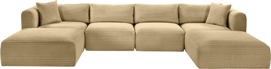 Meridian Furniture - Shaggy Corduroy Upholstered Modular Sectional - 641Camel-Sec6E