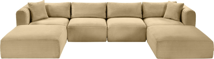 Meridian Furniture - Shaggy Corduroy Upholstered Modular Sectional - 641Camel-Sec6E