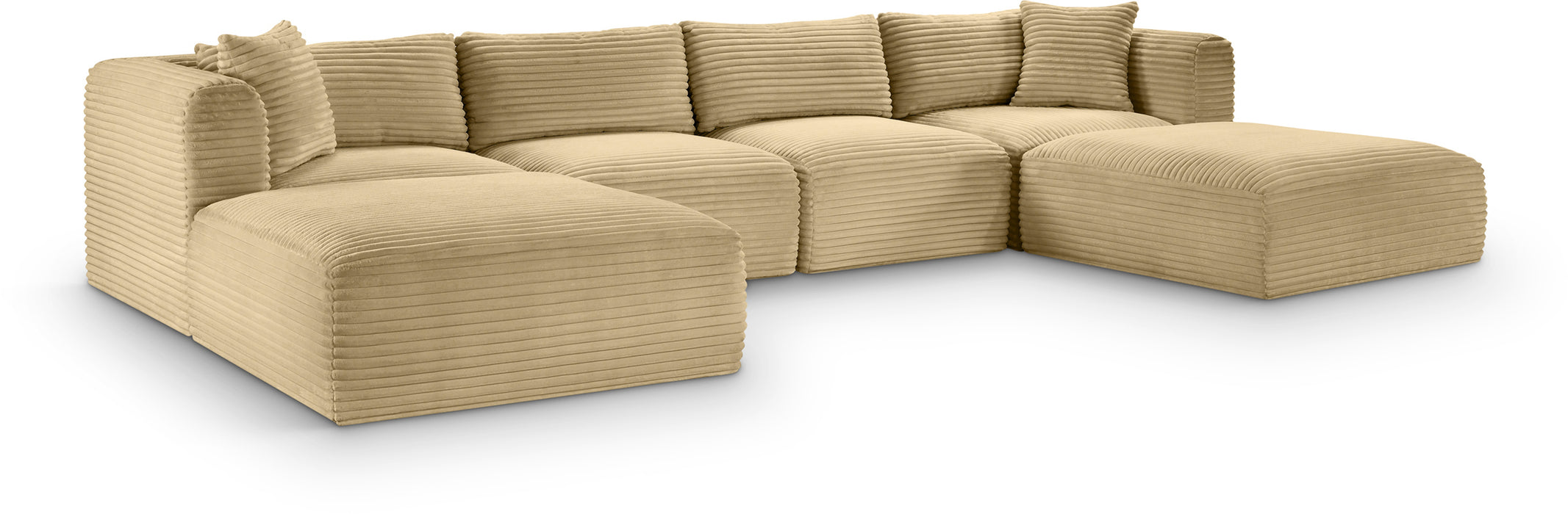 Meridian Furniture - Shaggy Corduroy Upholstered Modular Sectional - 641Camel-Sec6E