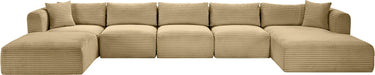 Meridian Furniture - Shaggy Corduroy Performance Fabric Upholstered Modular Sectional - 641Camel-Sec6F - GreatFurnitureDeal