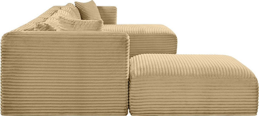 Meridian Furniture - Shaggy Corduroy Performance Fabric Upholstered Modular Sectional - 641Camel-Sec6F - GreatFurnitureDeal