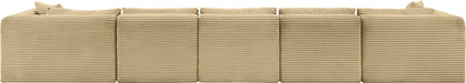 Meridian Furniture - Shaggy Corduroy Performance Fabric Upholstered Modular Sectional - 641Camel-Sec6F - GreatFurnitureDeal