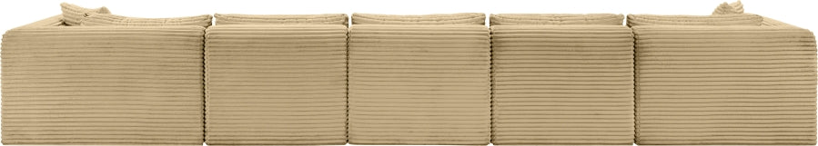 Meridian Furniture - Shaggy Corduroy Performance Fabric Upholstered Modular Sectional - 641Camel-Sec6F - GreatFurnitureDeal