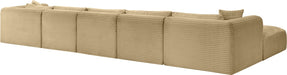 Meridian Furniture - Shaggy Corduroy Performance Fabric Upholstered Modular Sectional - 641Camel-Sec6F - GreatFurnitureDeal