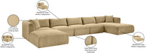 Meridian Furniture - Shaggy Corduroy Performance Fabric Upholstered Modular Sectional - 641Camel-Sec6F - GreatFurnitureDeal