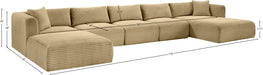 Meridian Furniture - Shaggy Corduroy Performance Fabric Upholstered Modular Sectional - 641Camel-Sec6F - GreatFurnitureDeal